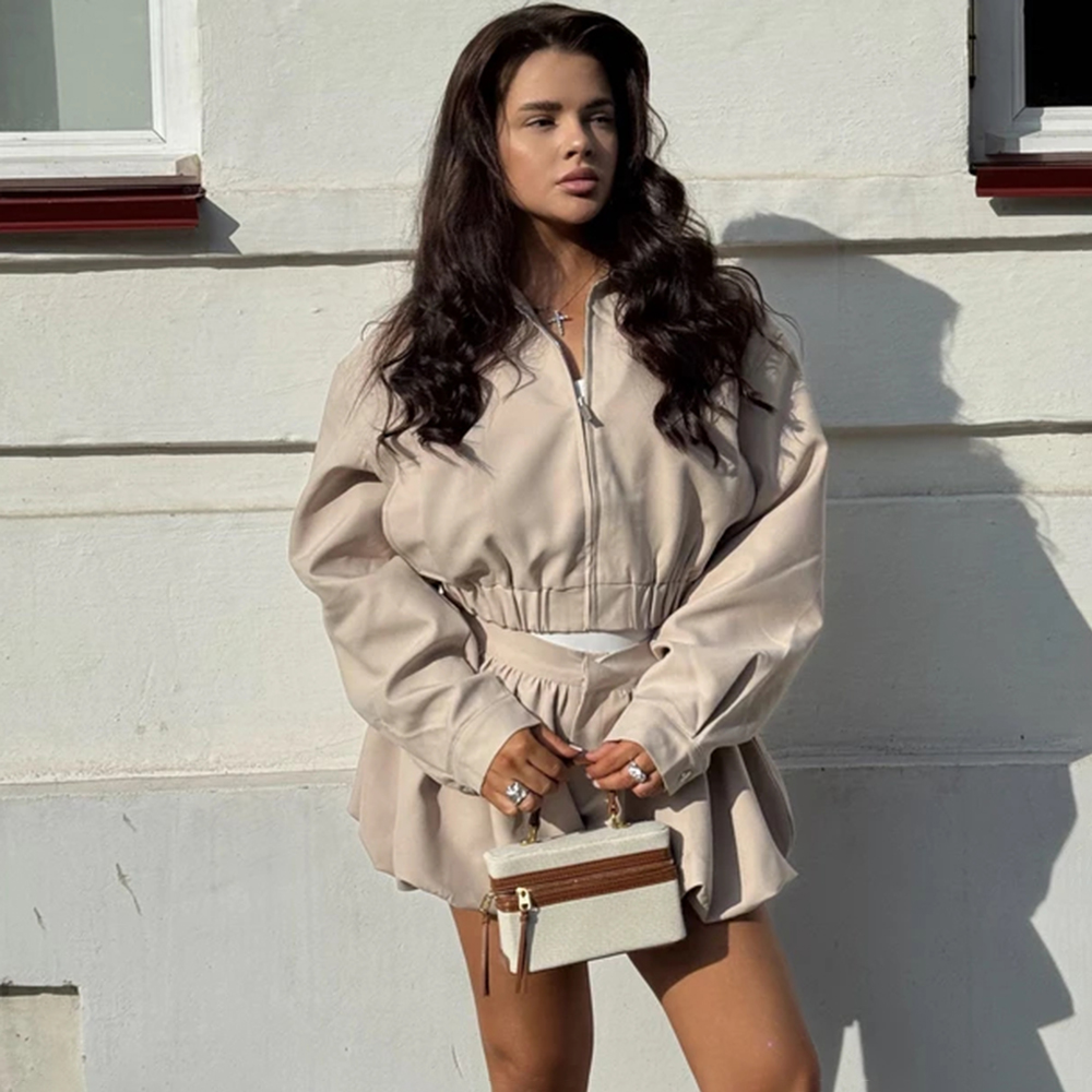 Vintage Fashion Jacket - Ticketsx Women's 2 Piece Short Sets