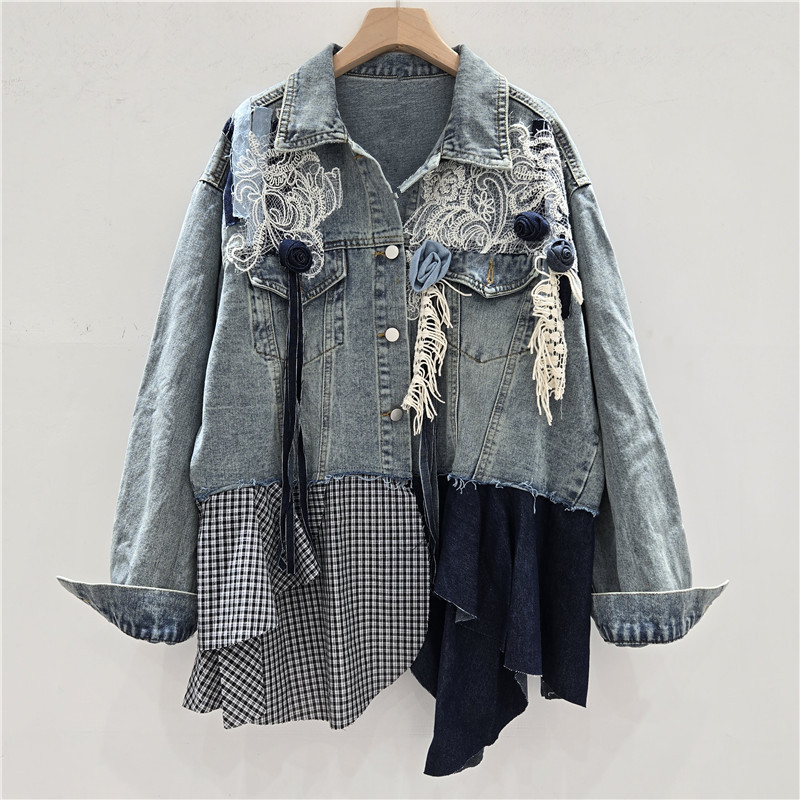 Patchwork Jean Jacket - SuperAen Autumn 2025 New Women's Denim