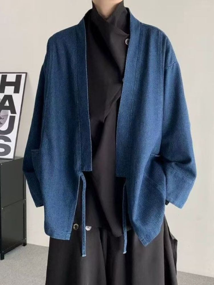 Vintage Fashion Jacket - Vintage Japanese Style Denim Coat Men