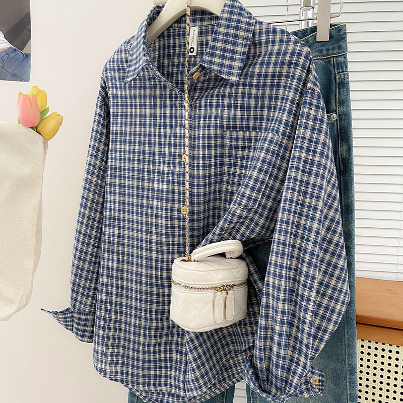 Vintage Fashion - Korean-style Vintage Plaid Shirt New Spring