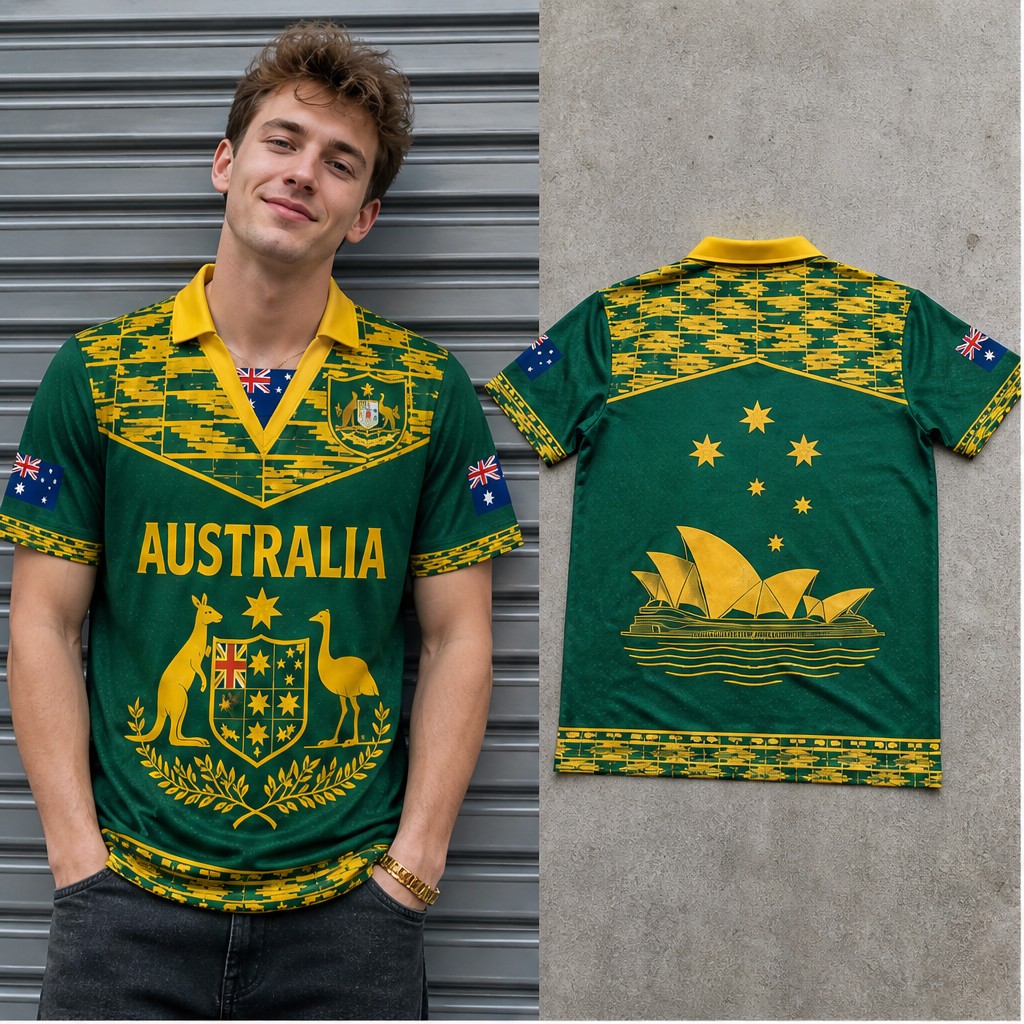 Vintage Fashion Knitwear - Mens Australia Ornate Kangaroo Emu Crest