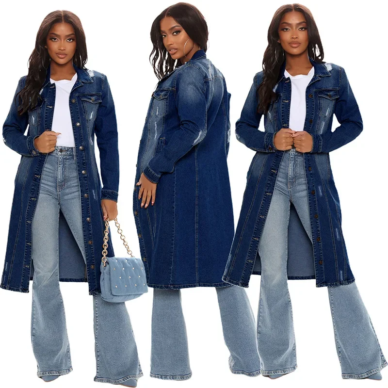 Cotton Denim Coat Women Spring - Patchwork Jean Jacket recension och pris