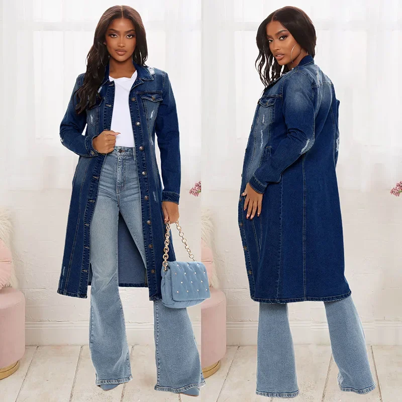 Cotton Denim Coat Women Spring - Patchwork Jean Jacket recension och pris