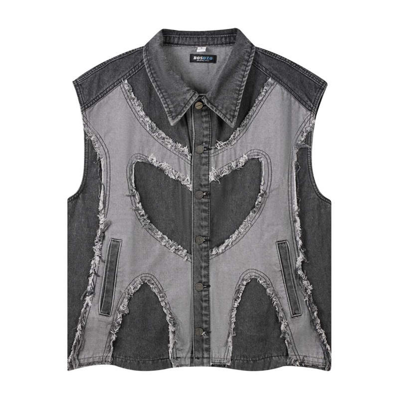 European and American mens Lap - Patchwork Jean Jacket recension och pris