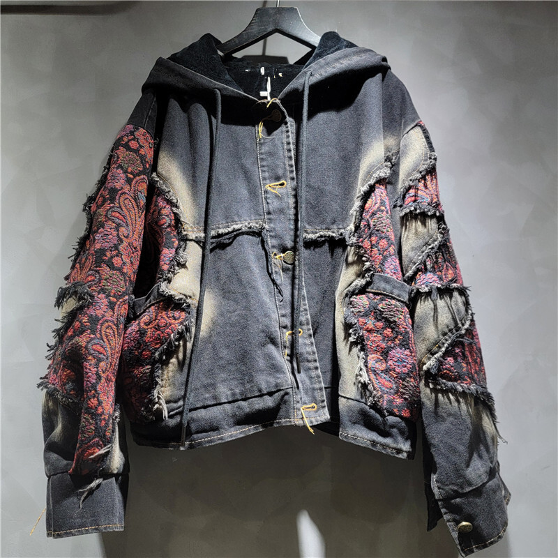 WTHT Fashion Women's Wash Patc - Patchwork Jean Jacket recension och pris