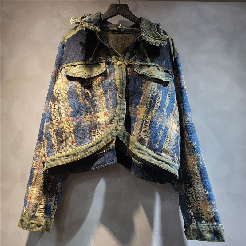 WTHT Fashion Women's Irregular - Patchwork Jean Jacket recension och pris
