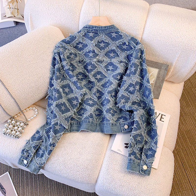 Coat Women Denim Coats Round N - Patchwork Jean Jacket recension och pris