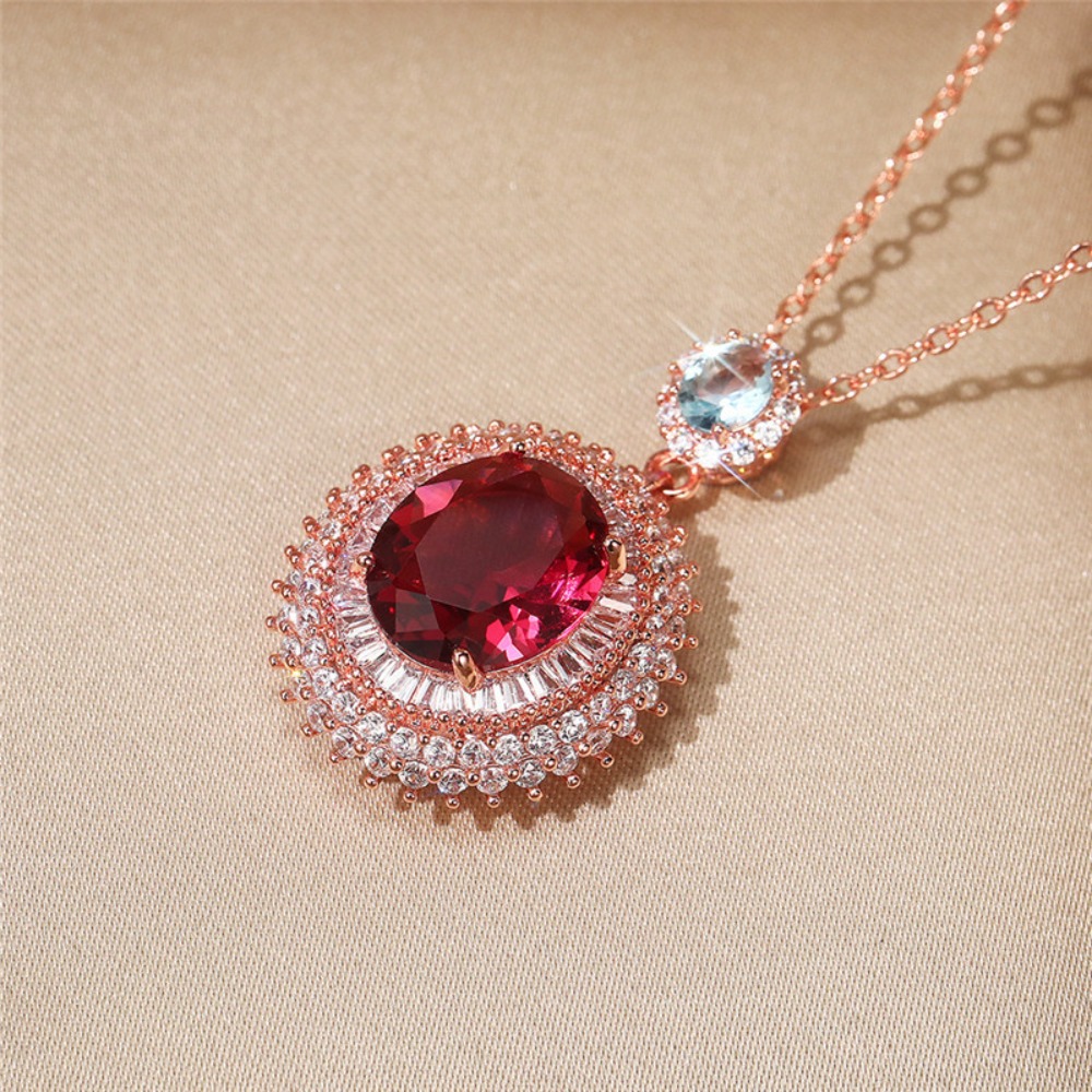 Luxury Rose Gold Tone Oval Red - Vintage Fashion recension och pris