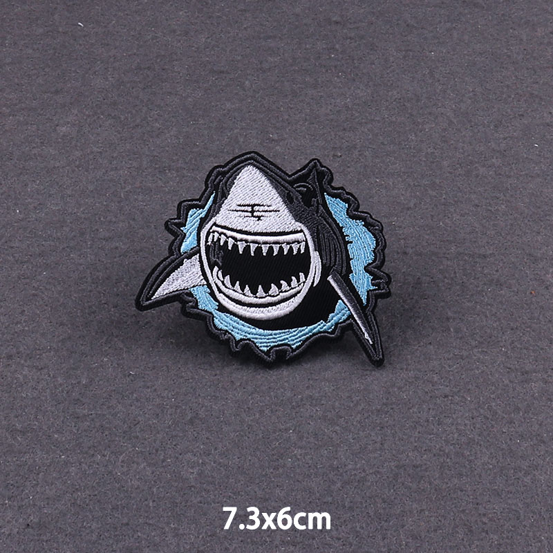 PUNK Animal Shark DIY Fusible  - Patchwork Jean Jacket recension och pris
