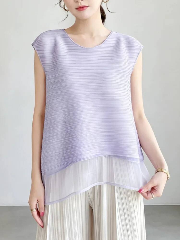 Fashion Mesh Patchwork Pleated - Vintage Fashion Build recension och pris