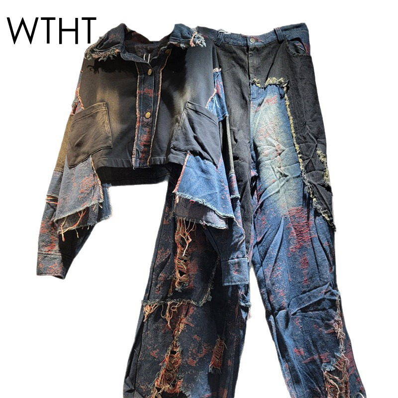 WTHT New Fashion Women's Patch - Patchwork Jean Jacket recension och pris