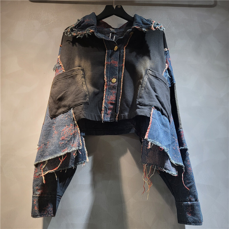 WTHT New Fashion Women's Patch - Patchwork Jean Jacket recension och pris