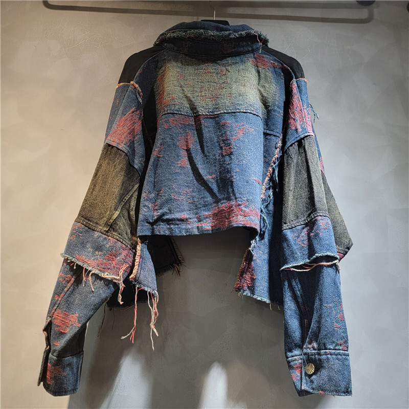 WTHT New Fashion Women's Patch - Patchwork Jean Jacket recension och pris