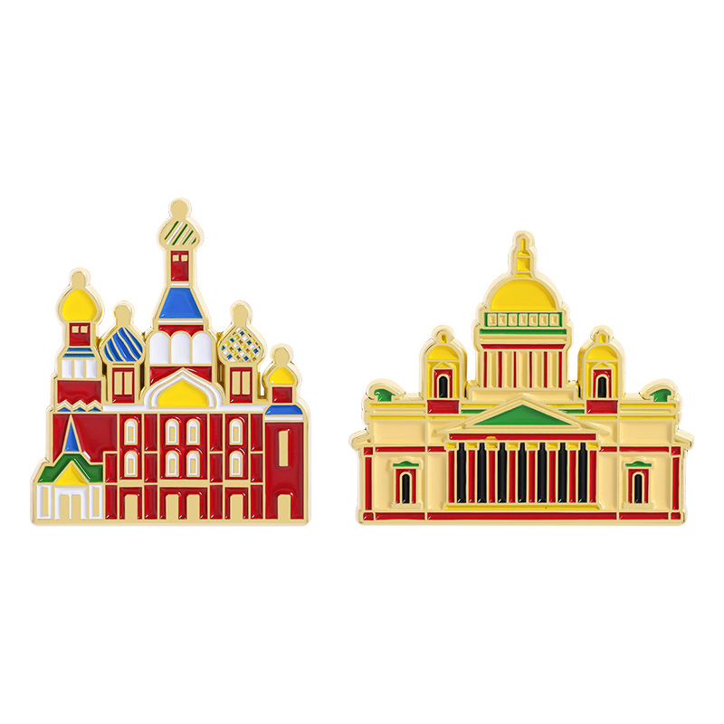 Vintage Building Enamel Brooch - Vintage Fashion Build recension och pris